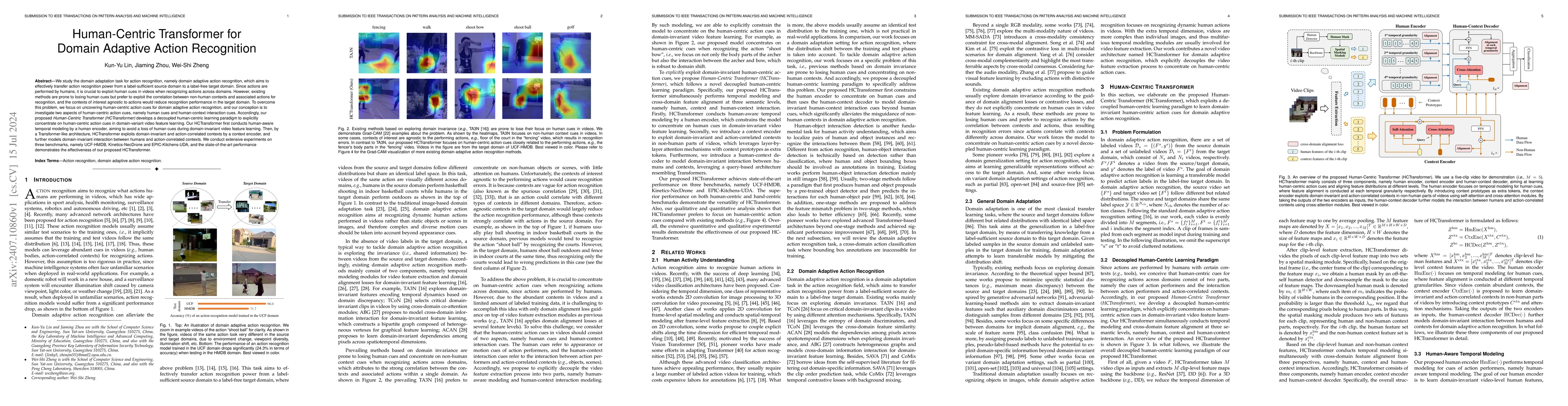 Thumbnail for Human-Centric Transformer for Domain Adaptive Action Recognition