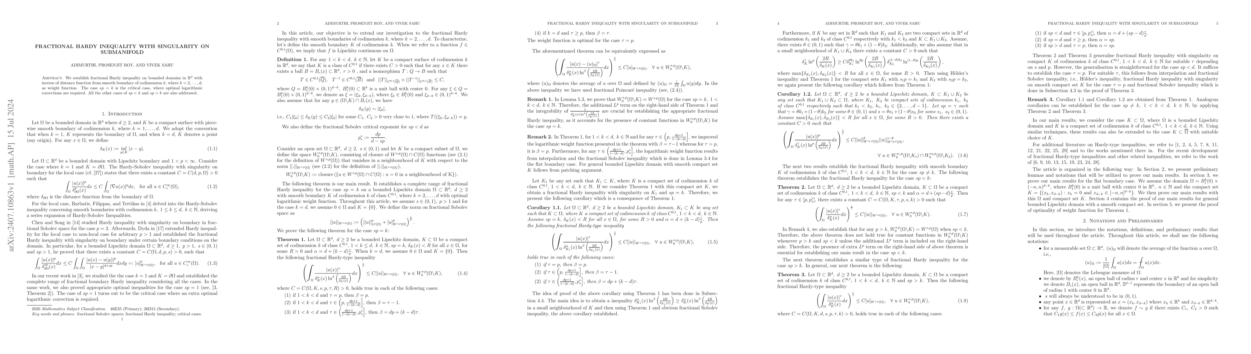Thumbnail for Fractional Hardy inequality with singularity on submanifold