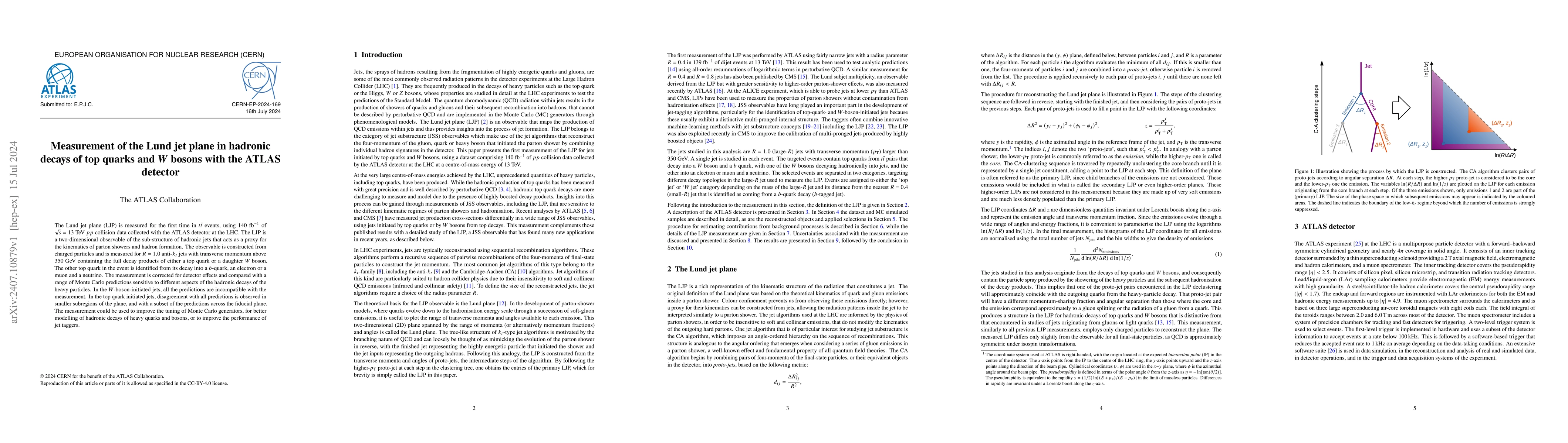 Thumbnail for Measurement of the Lund jet plane in hadronic decays of top quarks and W
  bosons with the ATLAS detector