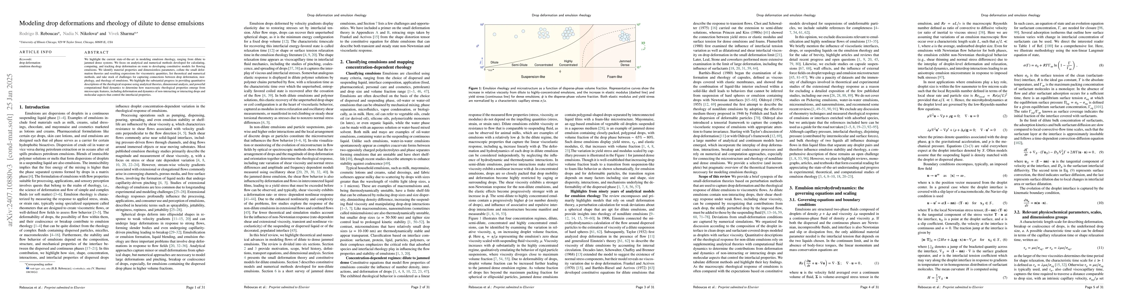 Thumbnail for Modeling drop deformations and rheology of dilute to dense emulsions
