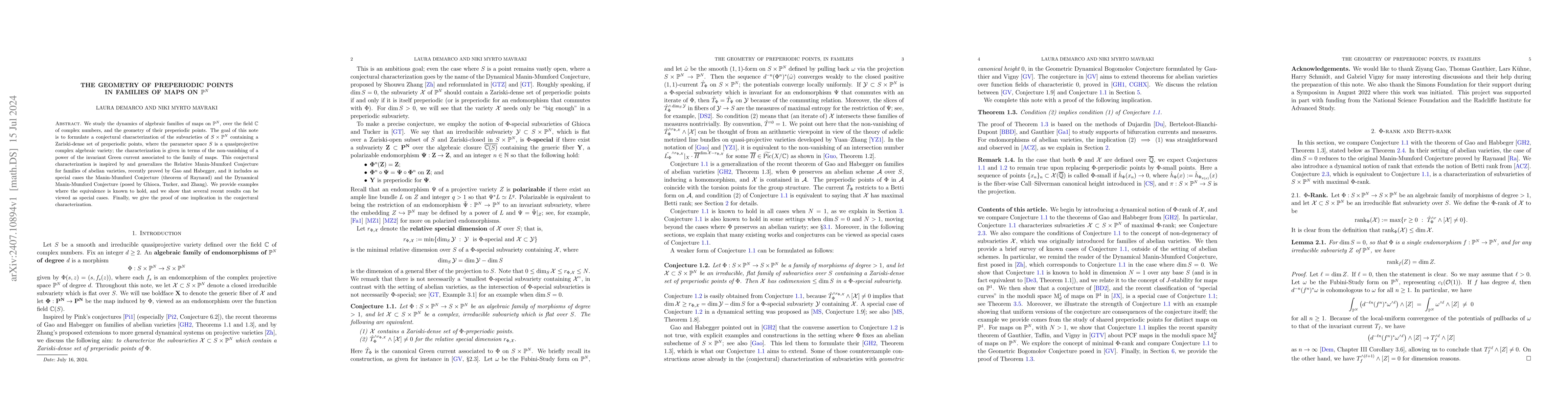 Thumbnail for The geometry of preperiodic points in families of maps on $\mathbb{P}^N$