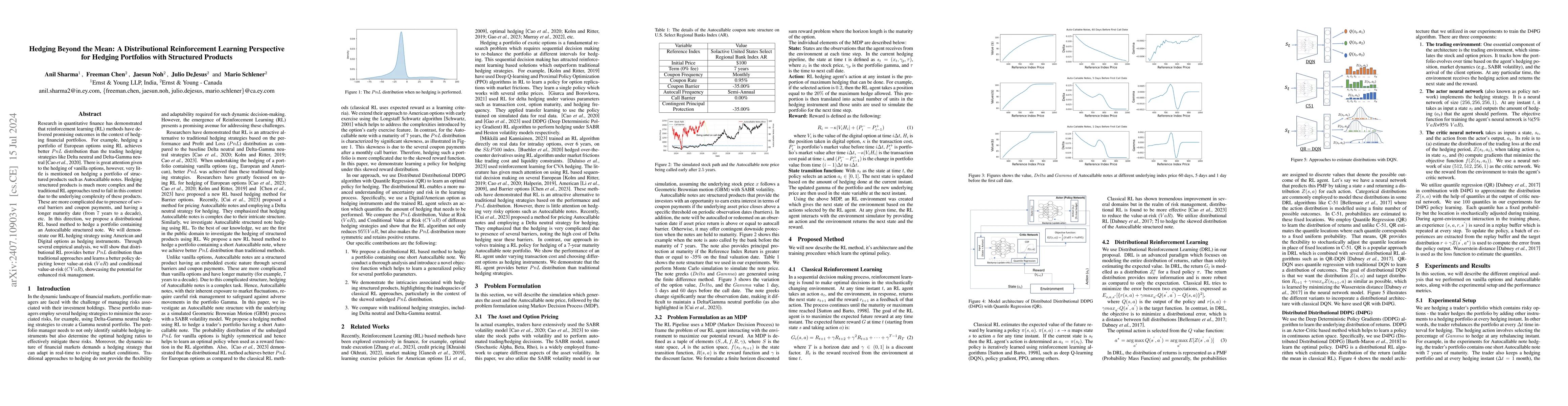 Thumbnail for Hedging Beyond the Mean: A Distributional Reinforcement Learning
  Perspective for Hedging Portfolios with Structured Products