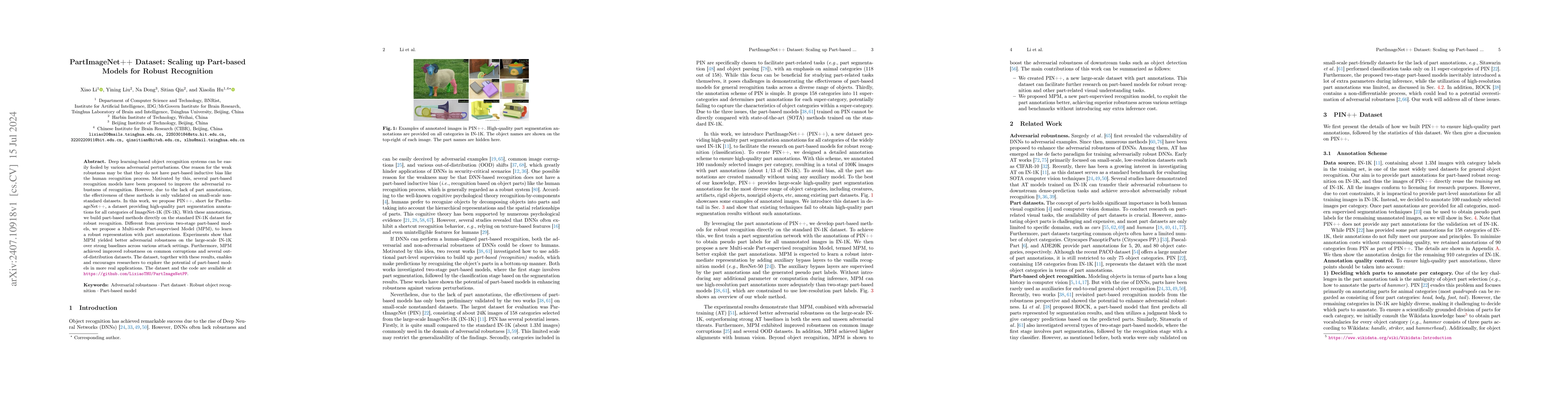 Thumbnail for PartImageNet++ Dataset: Scaling up Part-based Models for Robust
  Recognition