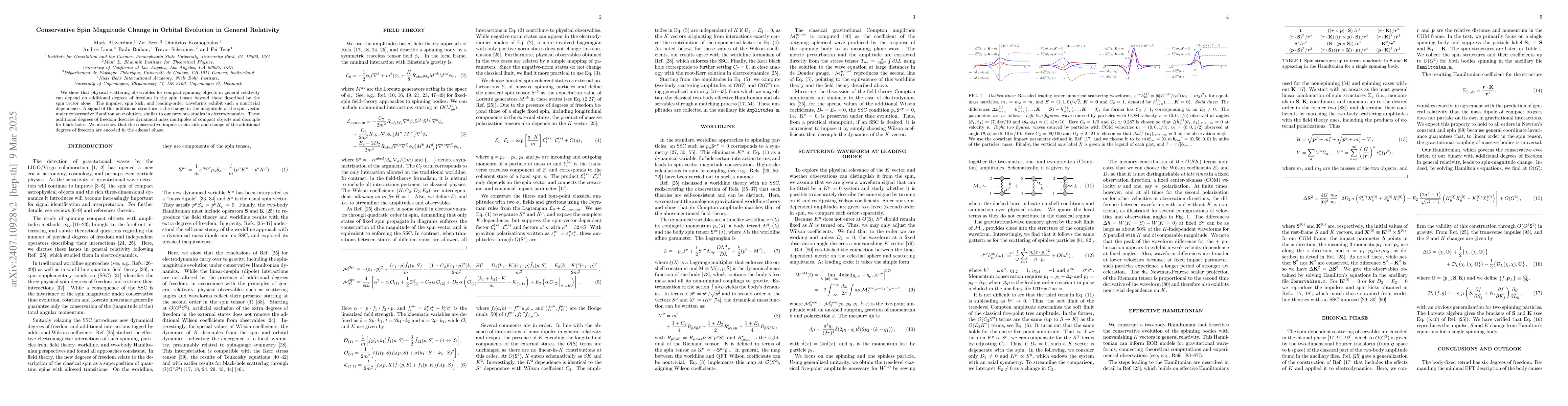 Thumbnail for Conservative Spin Magnitude Change in Orbital Evolution in General
  Relativity