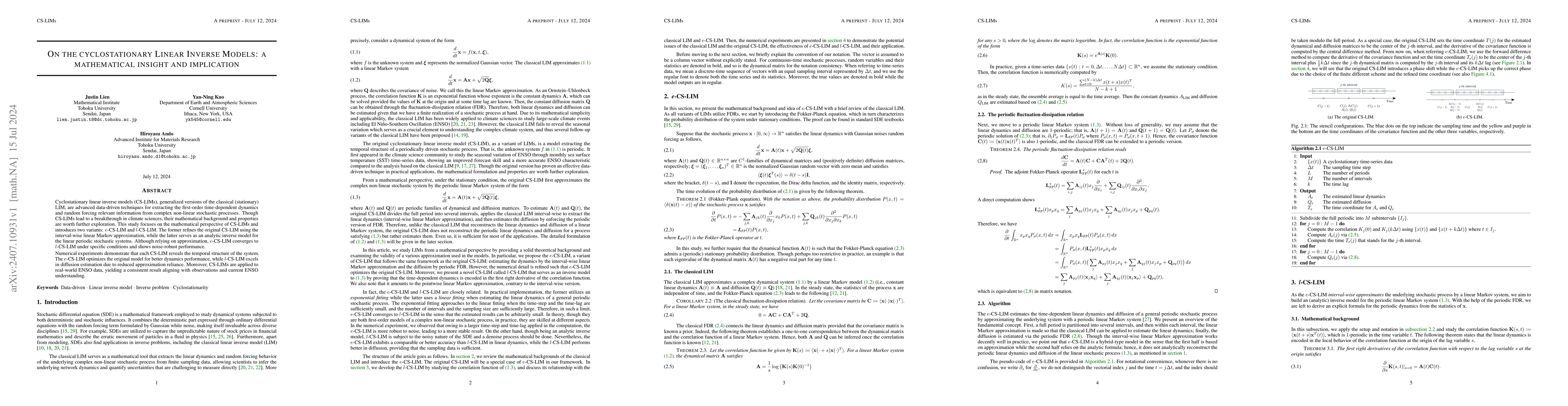 Thumbnail for On the Cyclostationary Linear Inverse Models: A Mathematical Insight and
  Implication