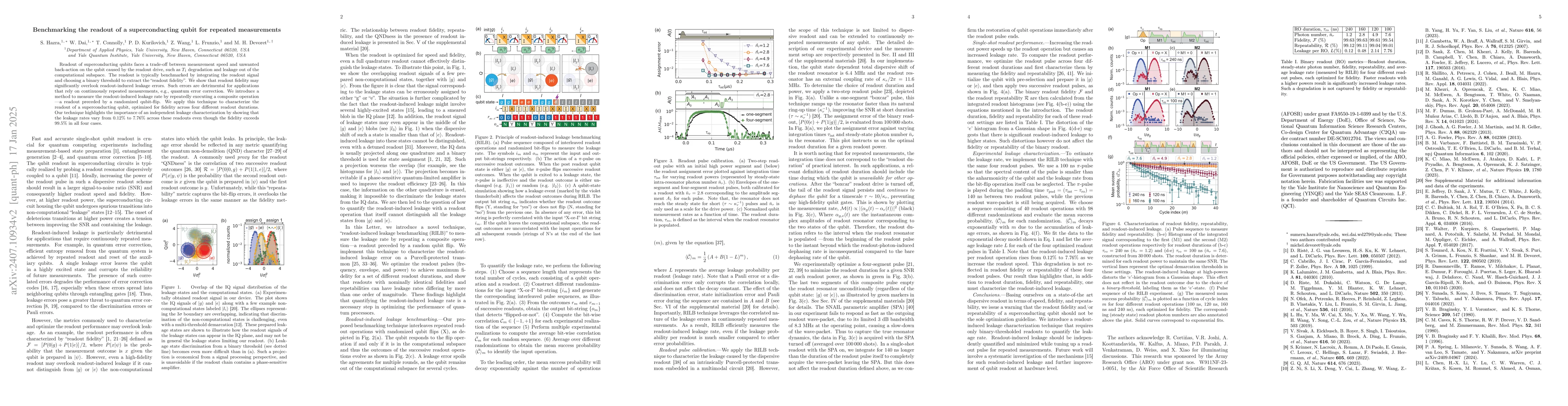 Thumbnail for Benchmarking the readout of a superconducting qubit for repeated
  measurements