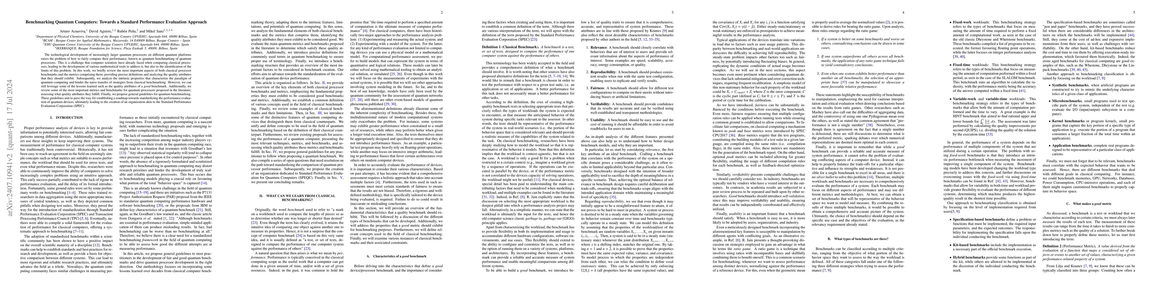 Thumbnail for Benchmarking Quantum Computers: Towards a Standard Performance
  Evaluation Approach