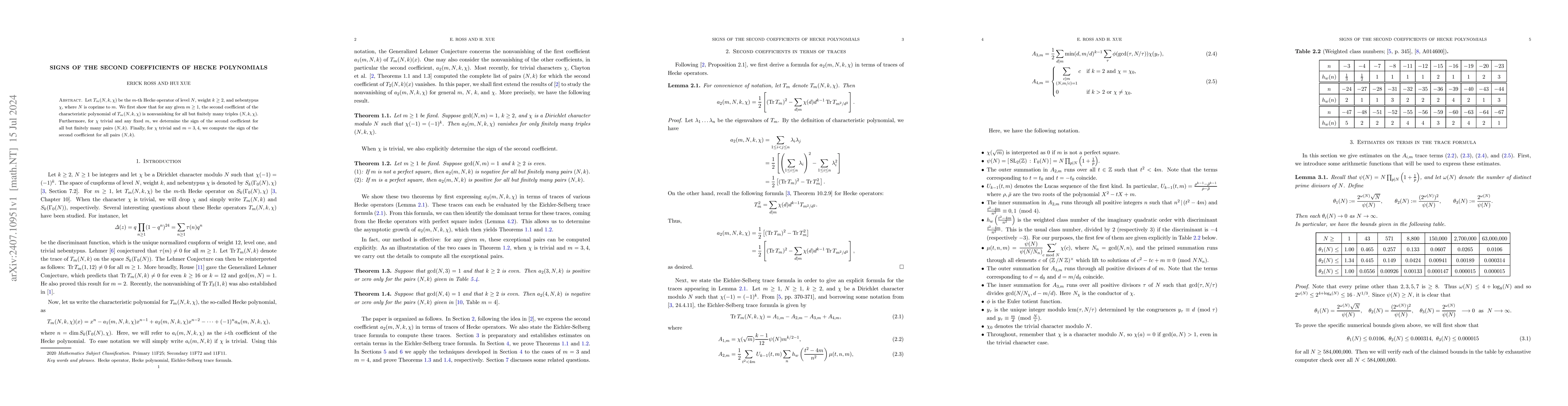 Thumbnail for Signs of the Second Coefficients of Hecke Polynomials