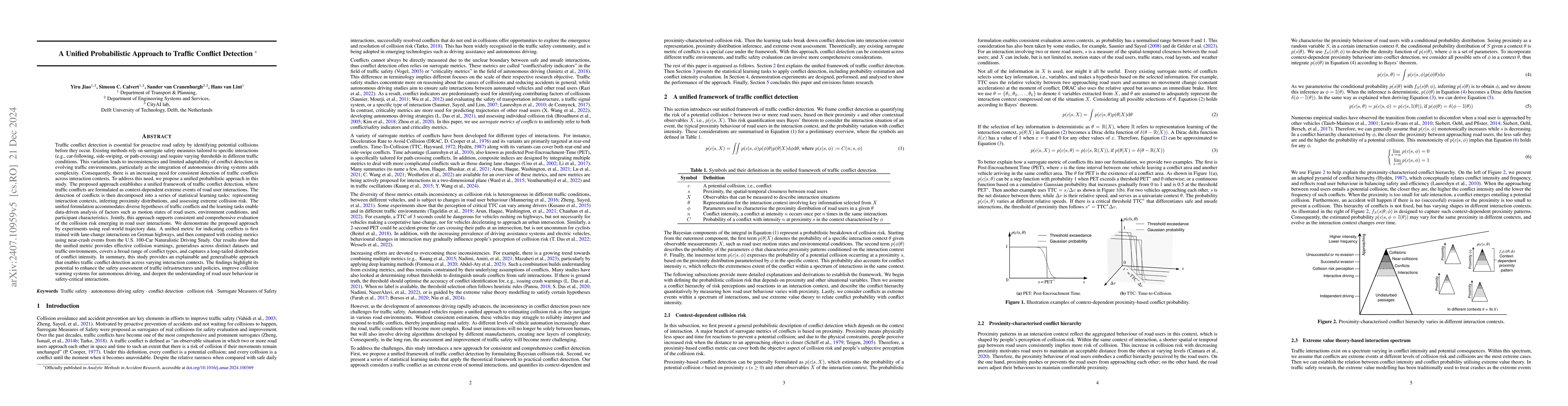 Thumbnail for A unified theory and statistical learning approach for traffic conflict
  detection