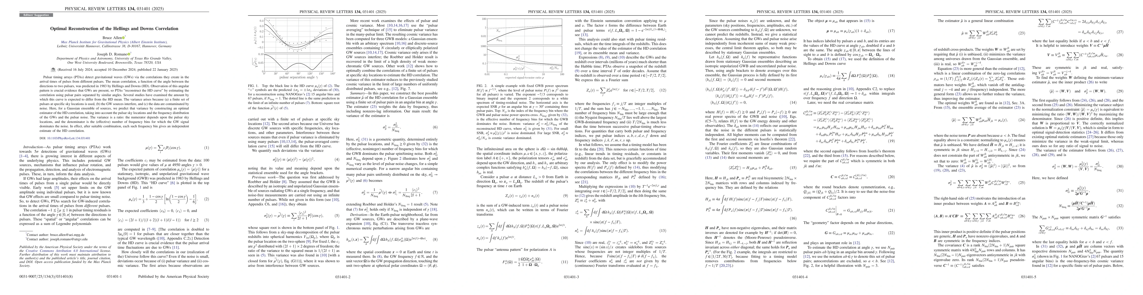 Thumbnail for Optimal reconstruction of the Hellings and Downs correlation