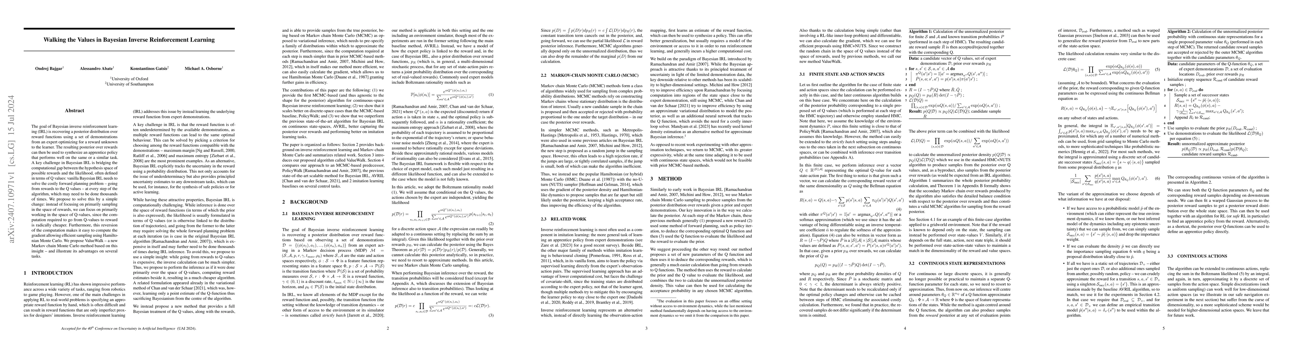 Thumbnail for Walking the Values in Bayesian Inverse Reinforcement Learning