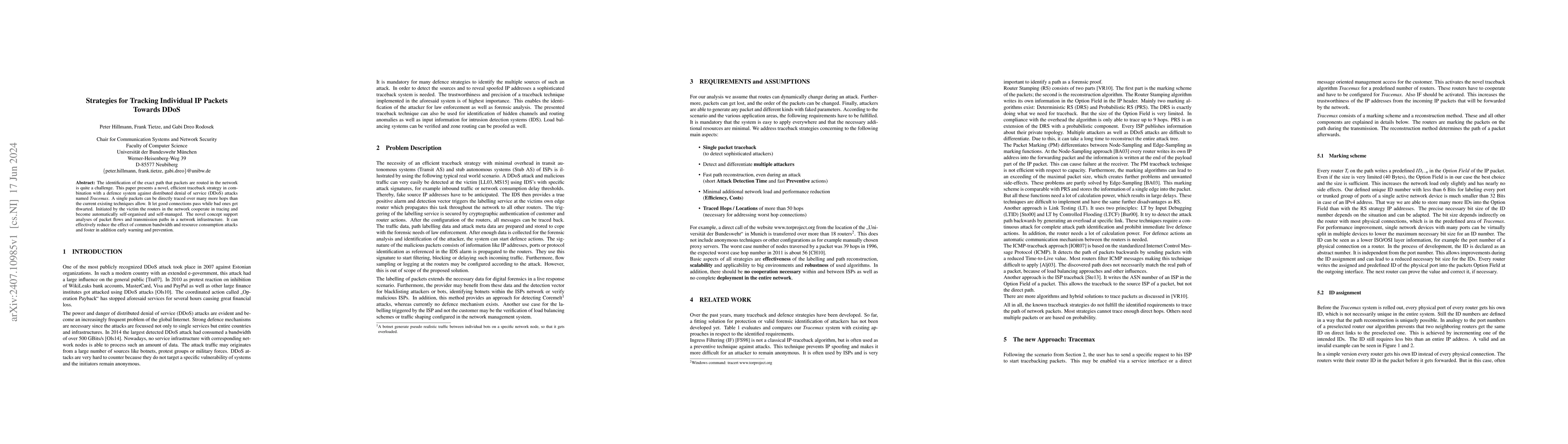 Thumbnail for Strategies for Tracking Individual IP Packets Towards DDoS