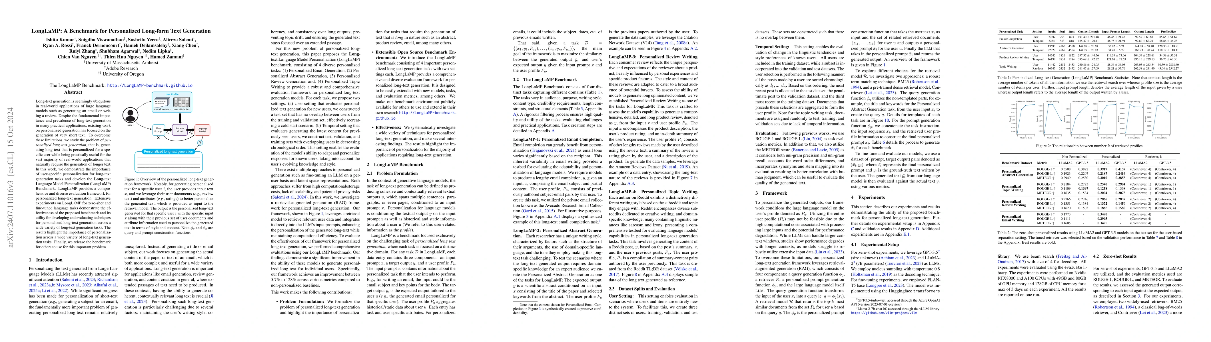 Thumbnail for LongLaMP: A Benchmark for Personalized Long-form Text Generation