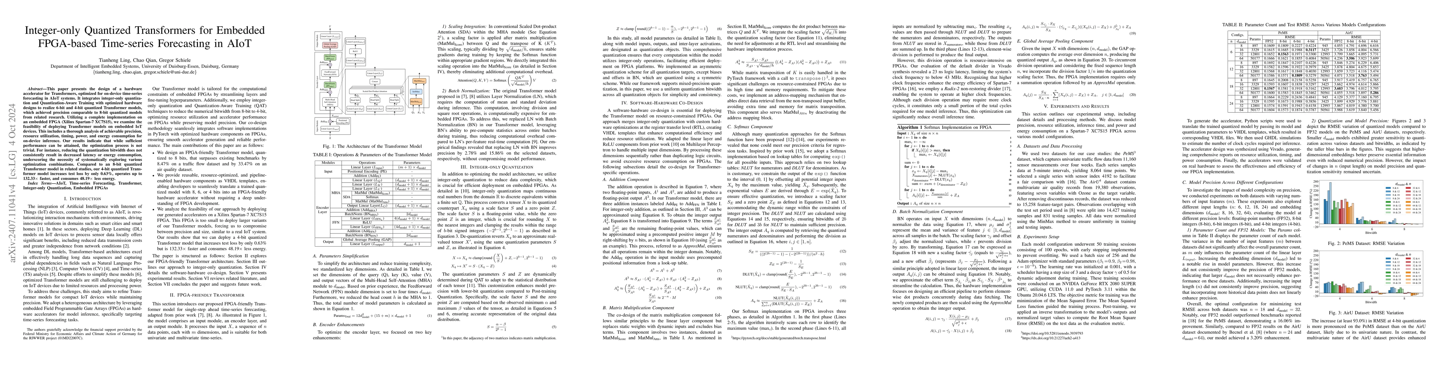 Thumbnail for Integer-only Quantized Transformers for Embedded FPGA-based Time-series
  Forecasting in AIoT