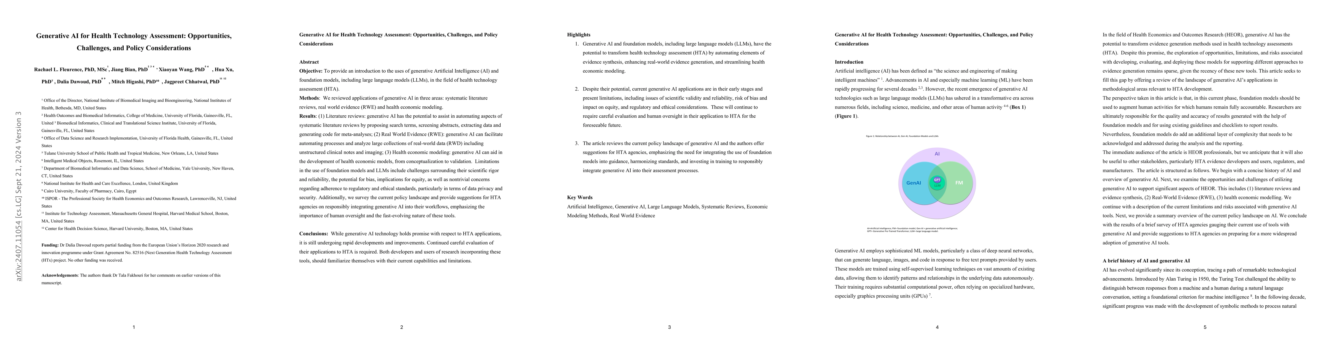 Thumbnail for Generative AI for Health Technology Assessment: Opportunities,
  Challenges, and Policy Considerations