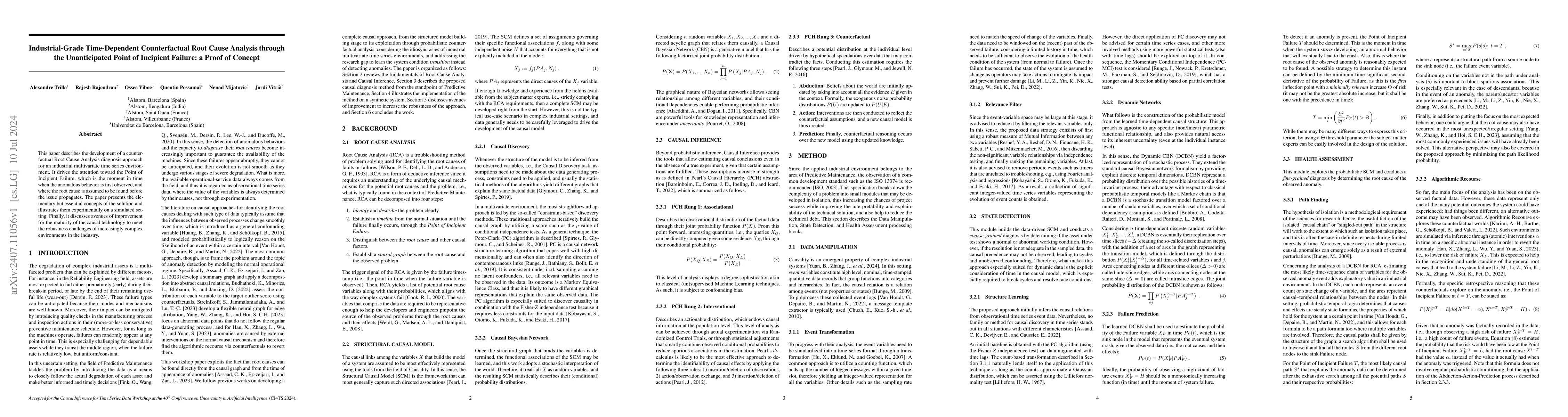Thumbnail for Industrial-Grade Time-Dependent Counterfactual Root Cause Analysis
  through the Unanticipated Point of Incipient Failure: a Proof of Concept