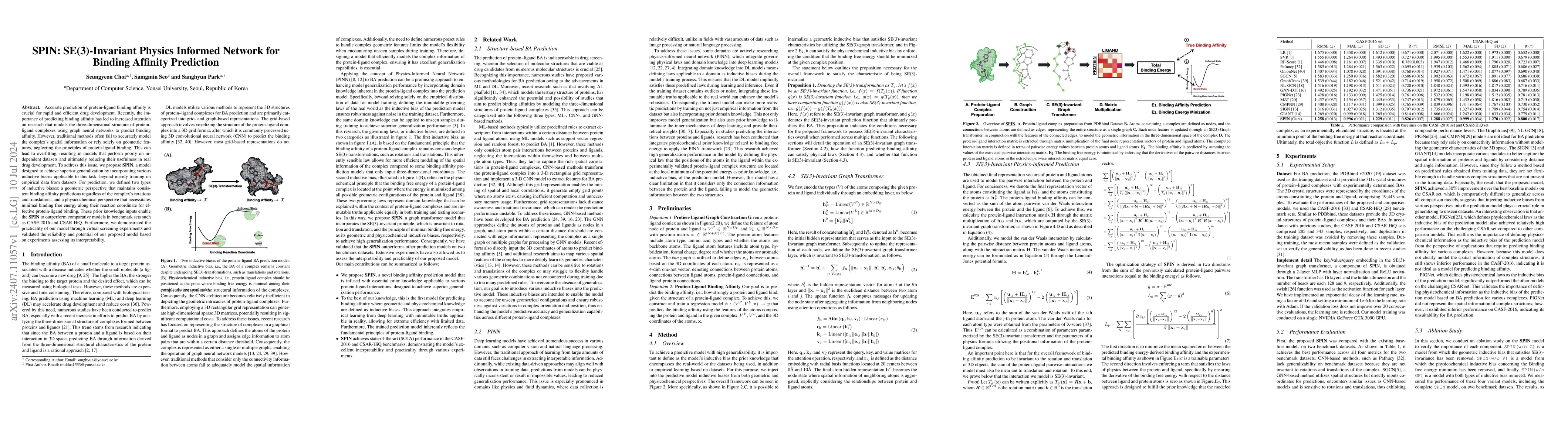Thumbnail for SPIN: SE(3)-Invariant Physics Informed Network for Binding Affinity
  Prediction
