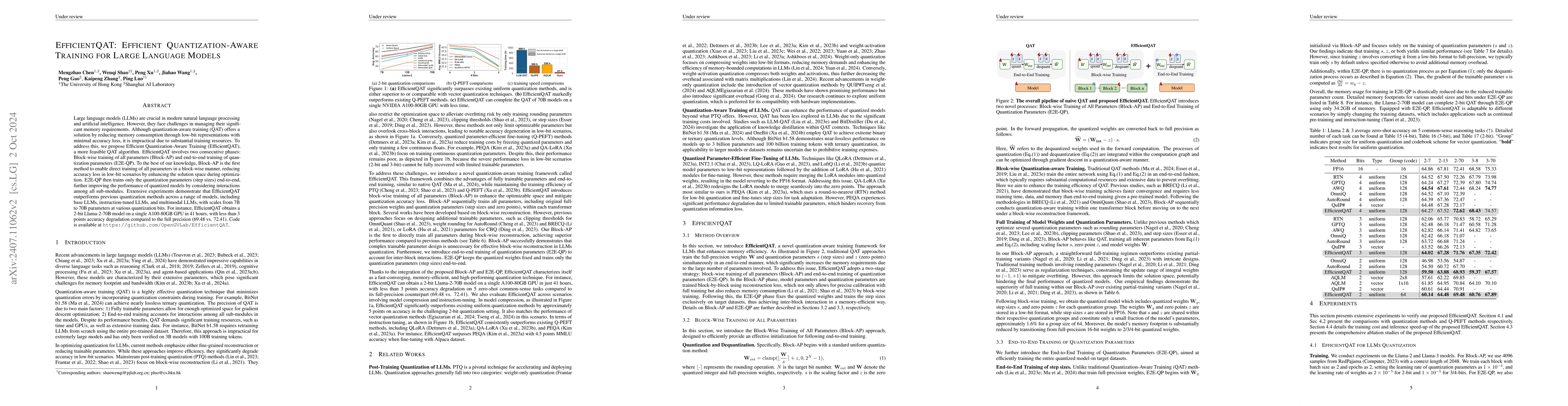 Thumbnail for EfficientQAT: Efficient Quantization-Aware Training for Large Language
  Models