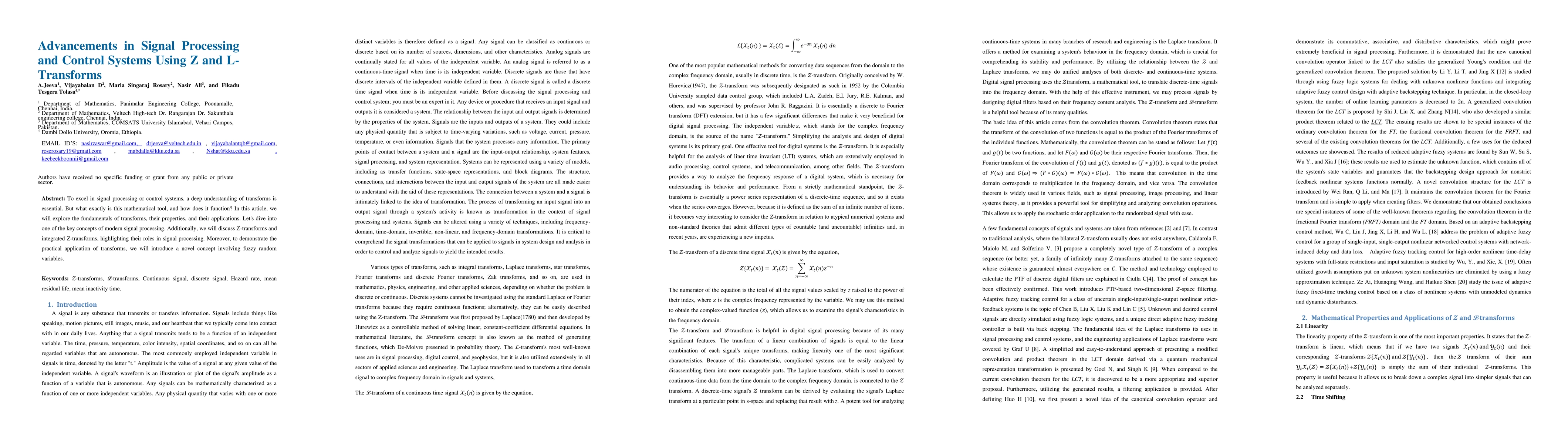 Thumbnail for Advancements in Signal Processing and Control Systems Using Z and
  L-Transforms
