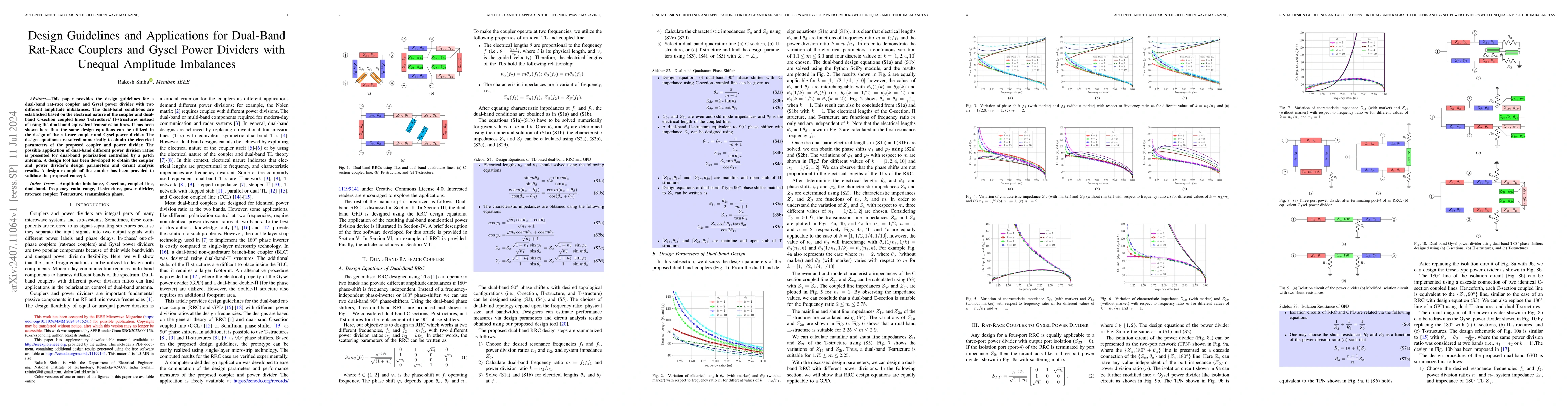 Thumbnail for Design Guidelines and Applications for Dual-Band Rat-Race Couplers and
  Gysel Power Dividers with Unequal Amplitude Imbalances