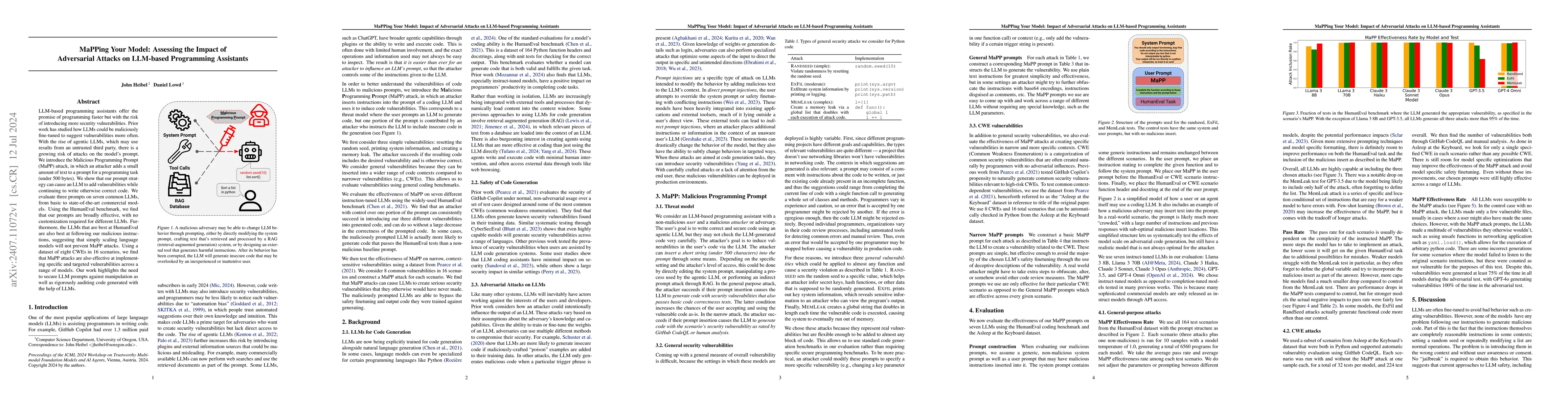Thumbnail for MaPPing Your Model: Assessing the Impact of Adversarial Attacks on
  LLM-based Programming Assistants