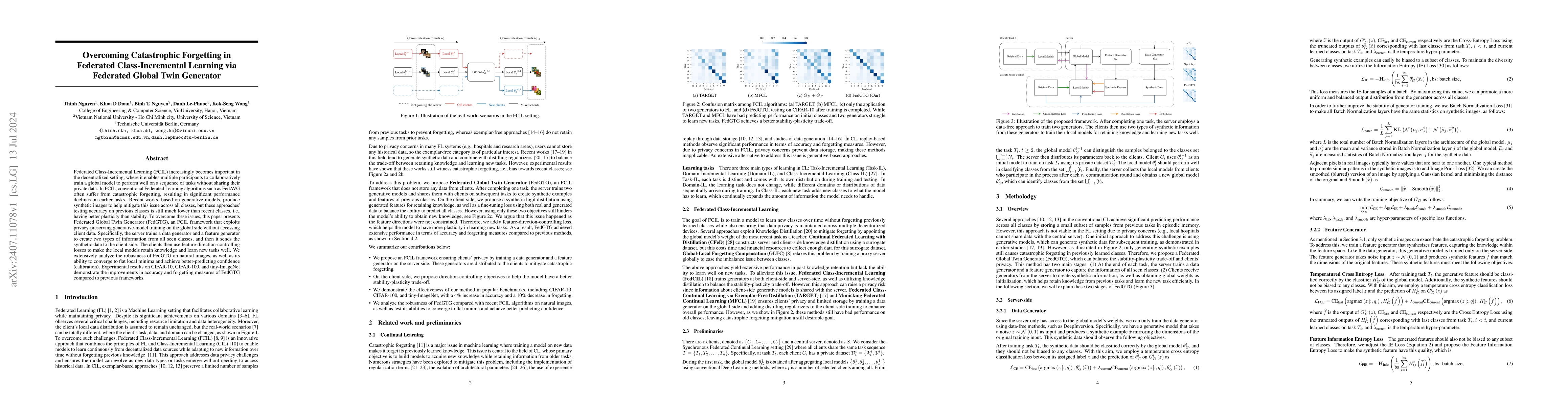 Thumbnail for Overcoming Catastrophic Forgetting in Federated Class-Incremental
  Learning via Federated Global Twin Generator