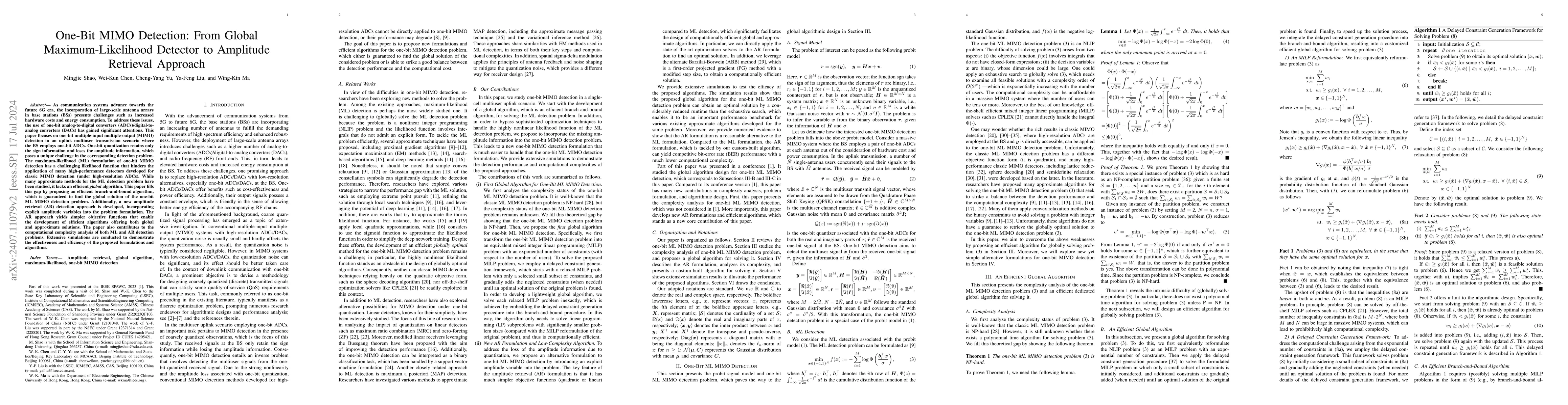 Thumbnail for One-Bit MIMO Detection: From Global Maximum-Likelihood Detector to
  Amplitude Retrieval Approach