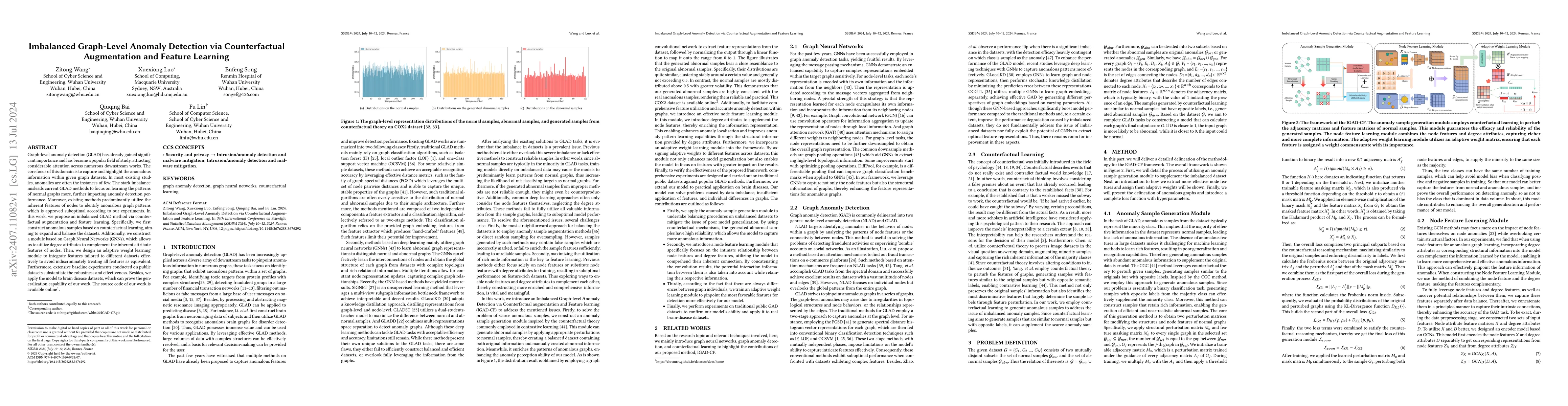 Thumbnail for Imbalanced Graph-Level Anomaly Detection via Counterfactual Augmentation
  and Feature Learning