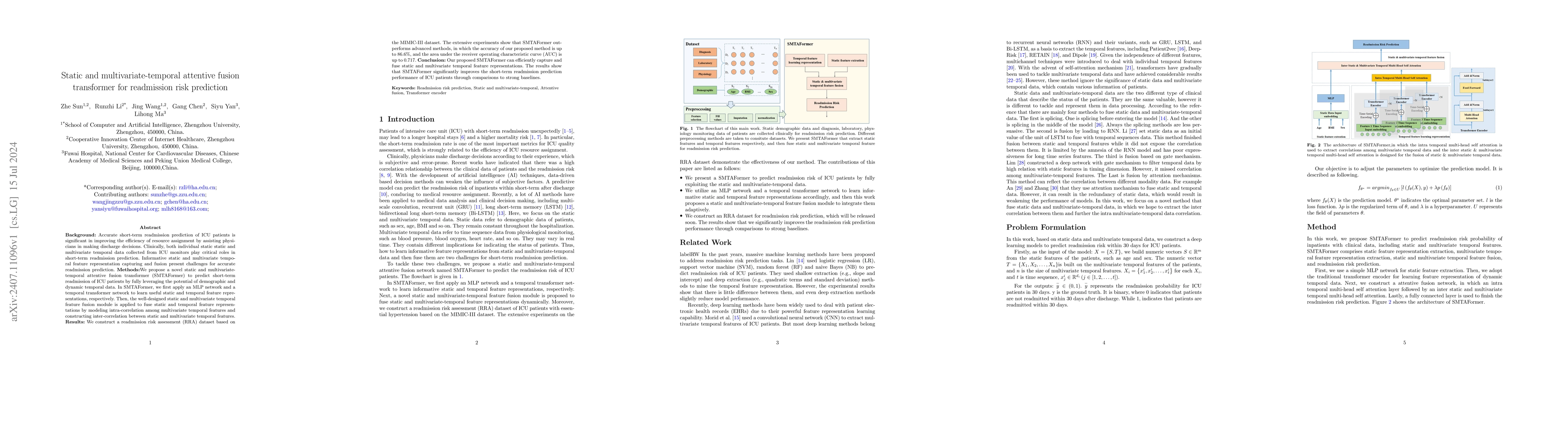 Thumbnail for Static and multivariate-temporal attentive fusion transformer for
  readmission risk prediction