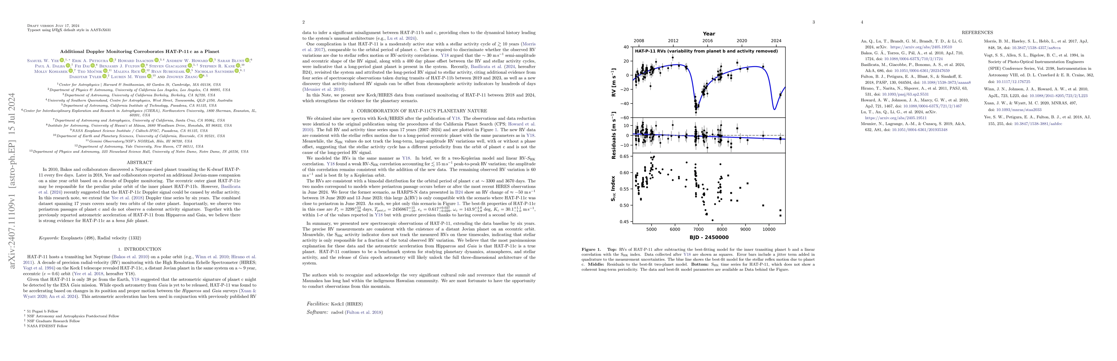 Thumbnail for Additional Doppler Monitoring Corroborates HAT-P-11 c as a Planet