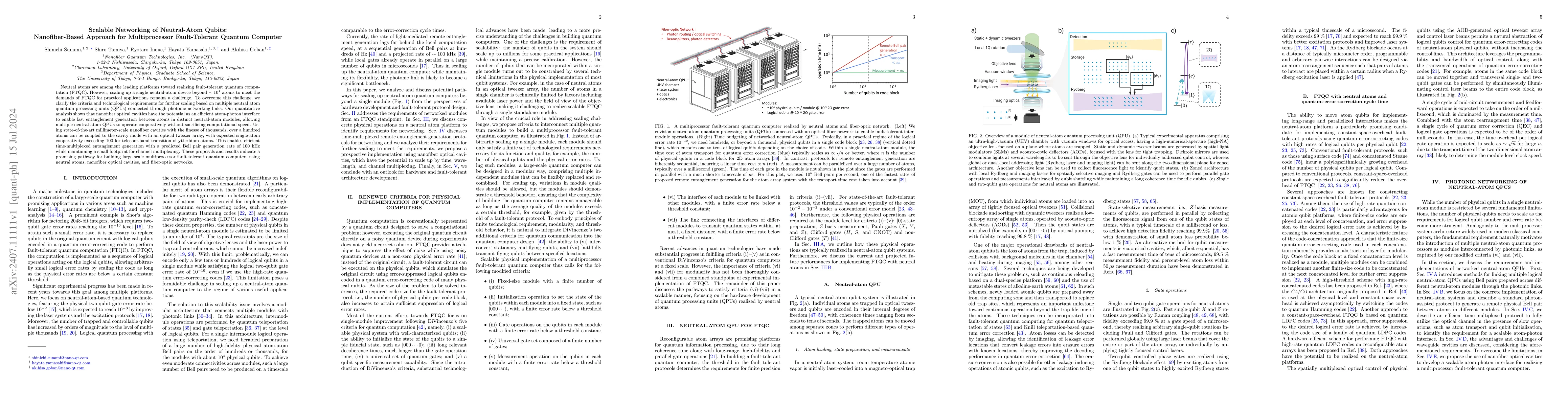 Thumbnail for Scalable Networking of Neutral-Atom Qubits: Nanofiber-Based Approach for
  Multiprocessor Fault-Tolerant Quantum Computer