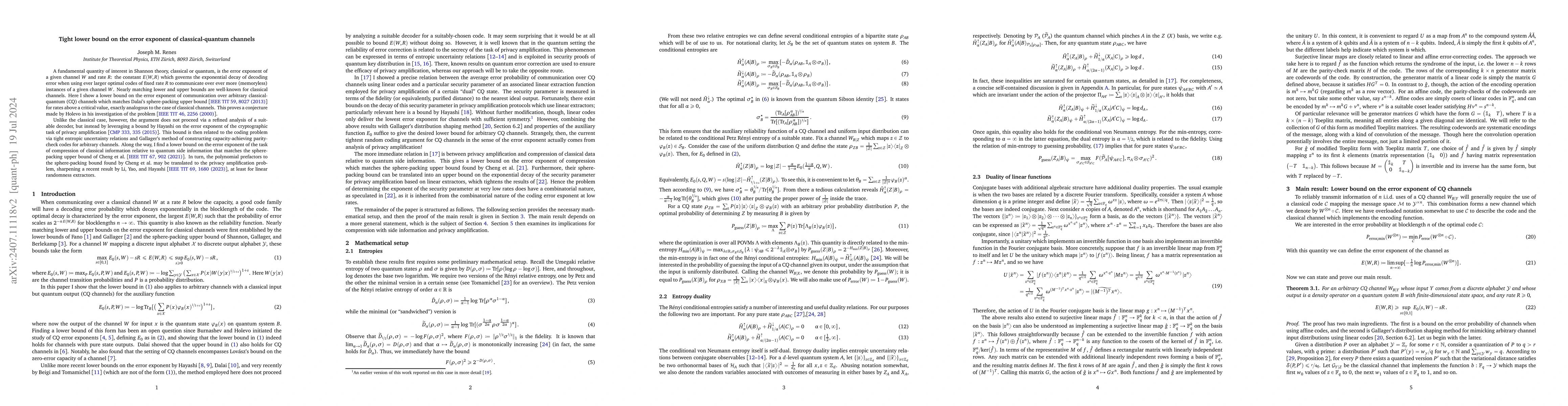 Thumbnail for Tight lower bound on the error exponent of classical-quantum channels