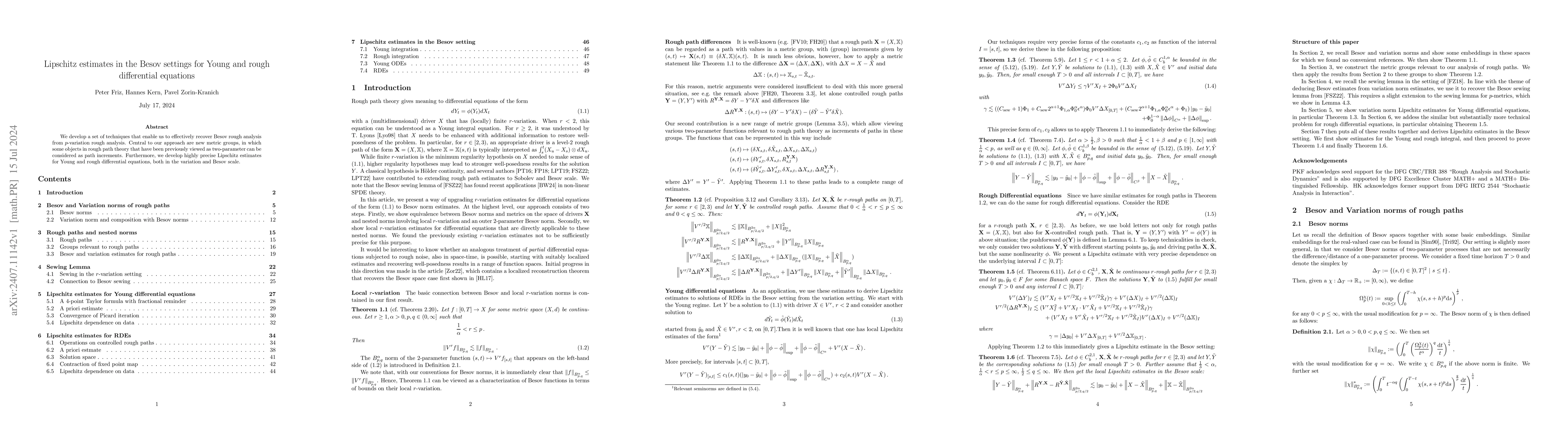 Thumbnail for Lipschitz estimates in the Besov settings for Young and rough
  differential equations