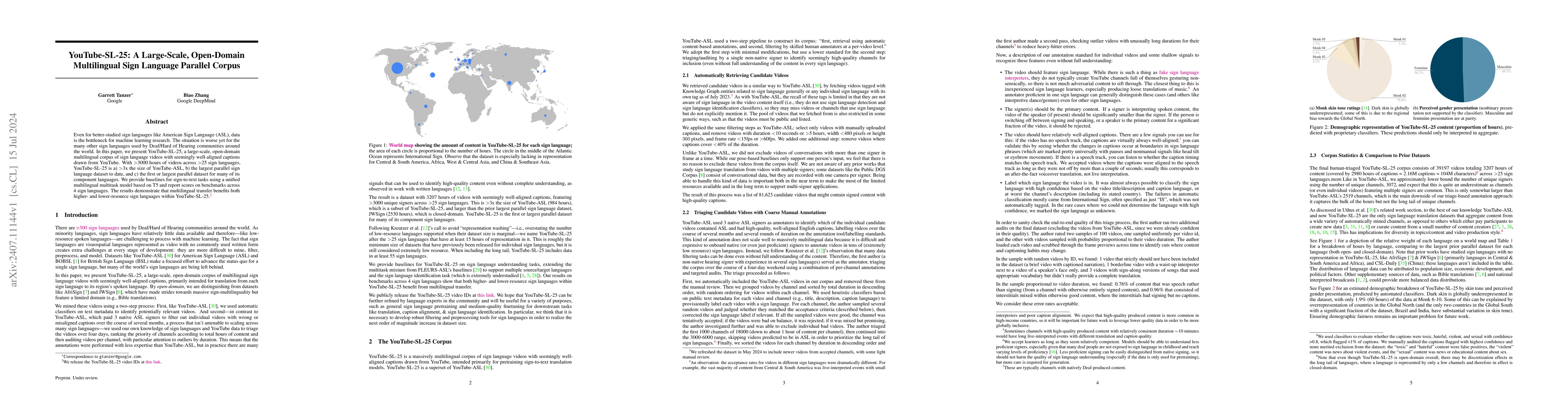 Thumbnail for YouTube-SL-25: A Large-Scale, Open-Domain Multilingual Sign Language
  Parallel Corpus