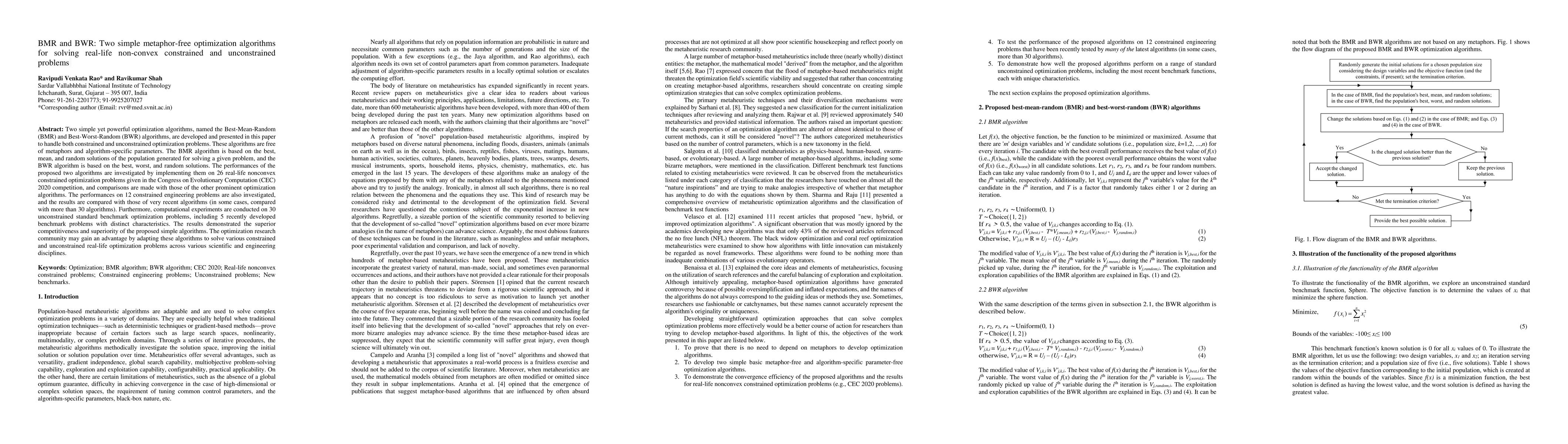 Thumbnail for BMR and BWR: Two simple metaphor-free optimization algorithms for
  solving real-life non-convex constrained and unconstrained problems