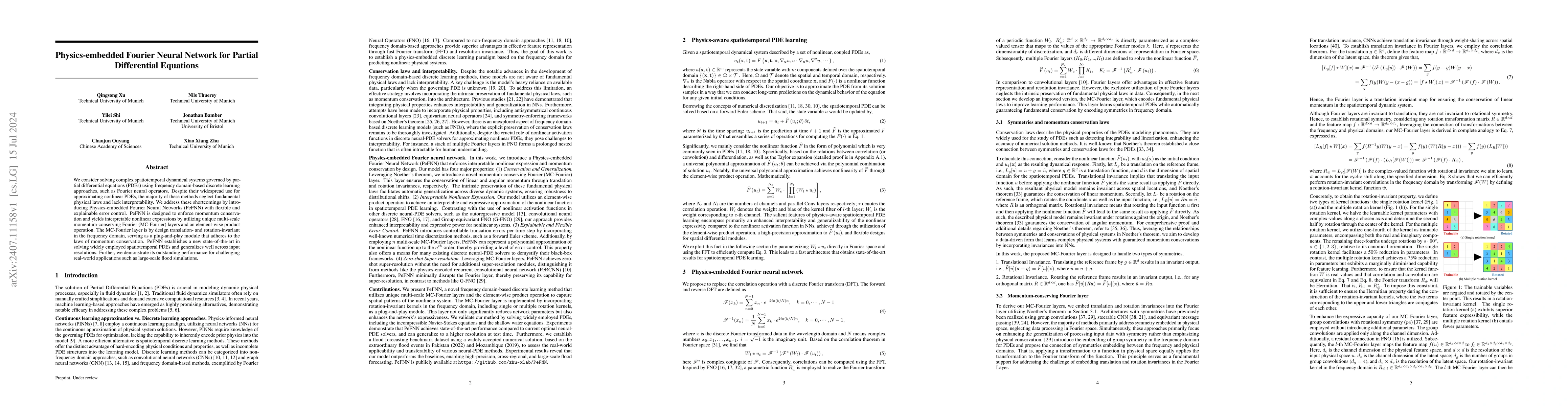 Thumbnail for Physics-embedded Fourier Neural Network for Partial Differential
  Equations