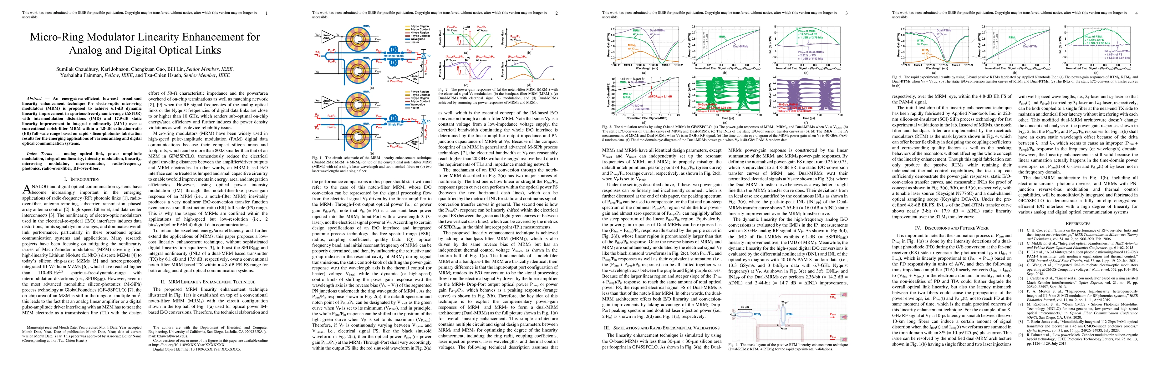 Thumbnail for Micro-Ring Modulator Linearity Enhancement for Analog and Digital
  Optical Links