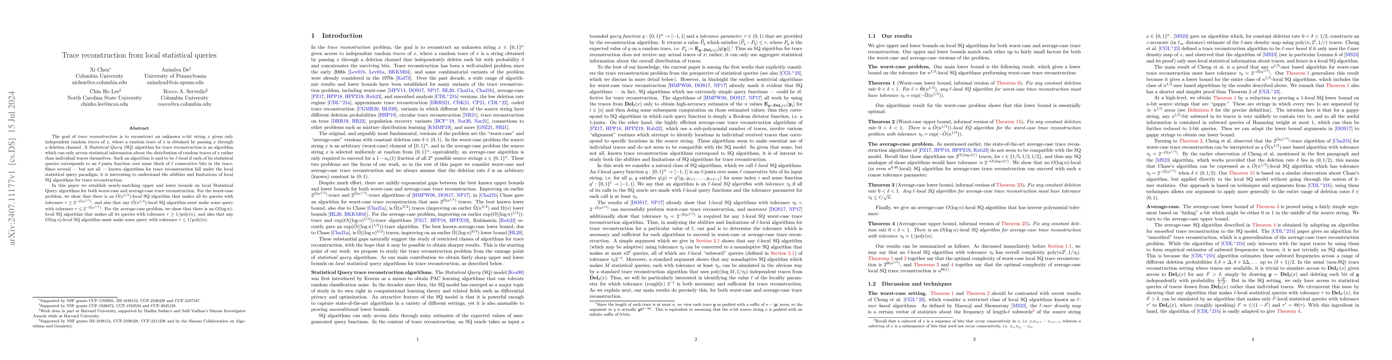 Thumbnail for Trace reconstruction from local statistical queries