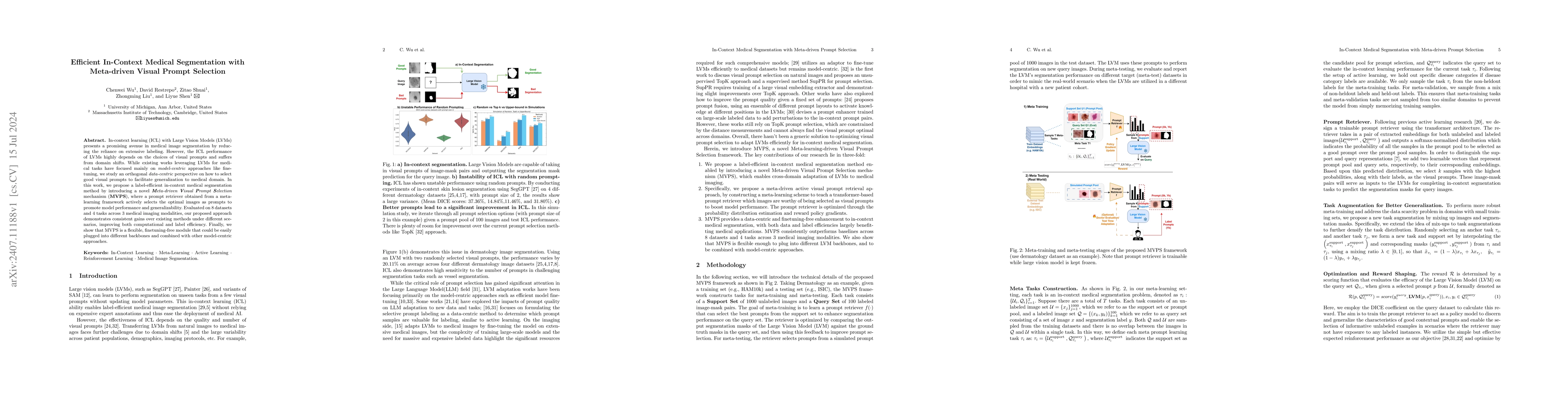 Thumbnail for Efficient In-Context Medical Segmentation with Meta-driven Visual Prompt
  Selection