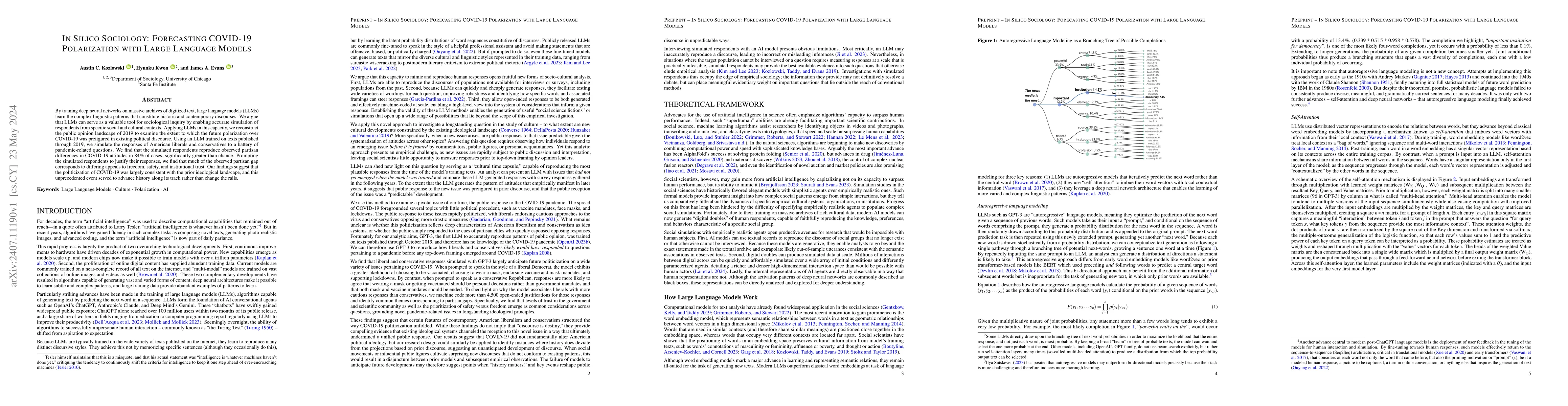 Thumbnail for In Silico Sociology: Forecasting COVID-19 Polarization with Large
  Language Models