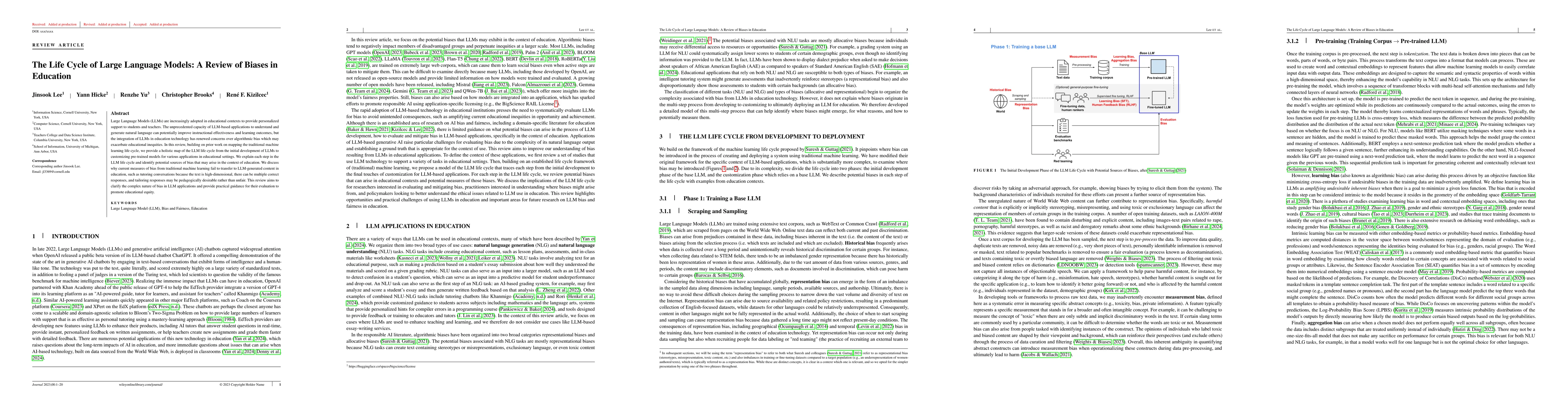 Thumbnail for The Life Cycle of Large Language Models: A Review of Biases in Education