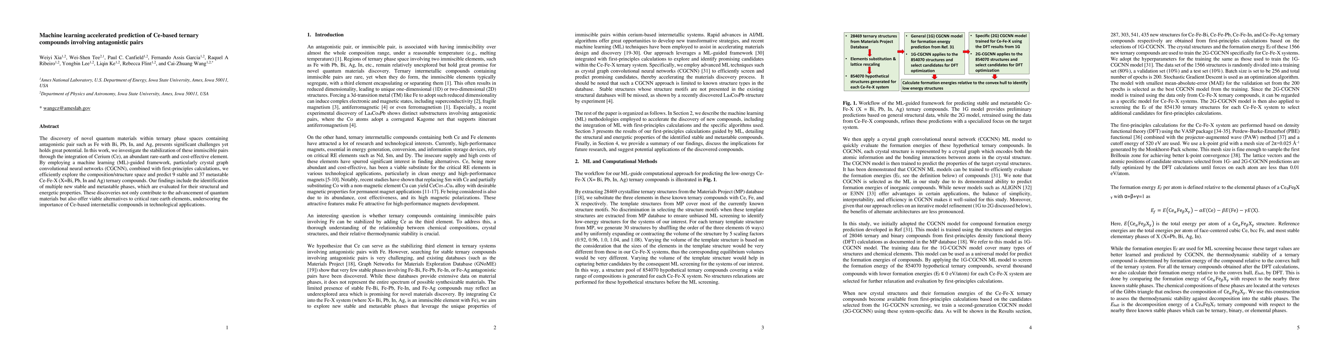 Thumbnail for Machine learning accelerated prediction of Ce-based ternary compounds
  involving antagonistic pairs