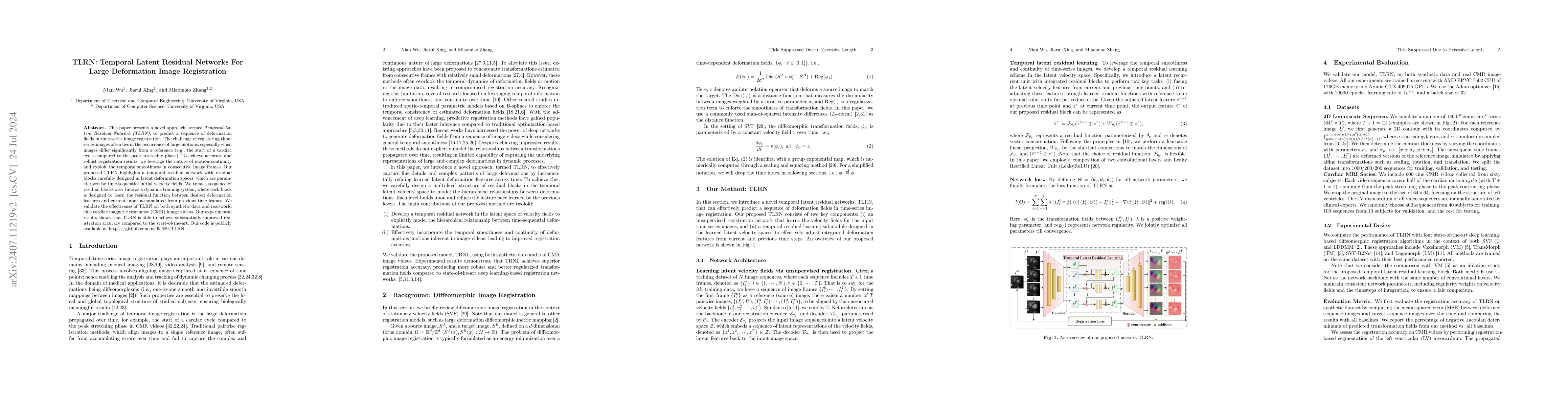 Thumbnail for TLRN: Temporal Latent Residual Networks For Large Deformation Image
  Registration