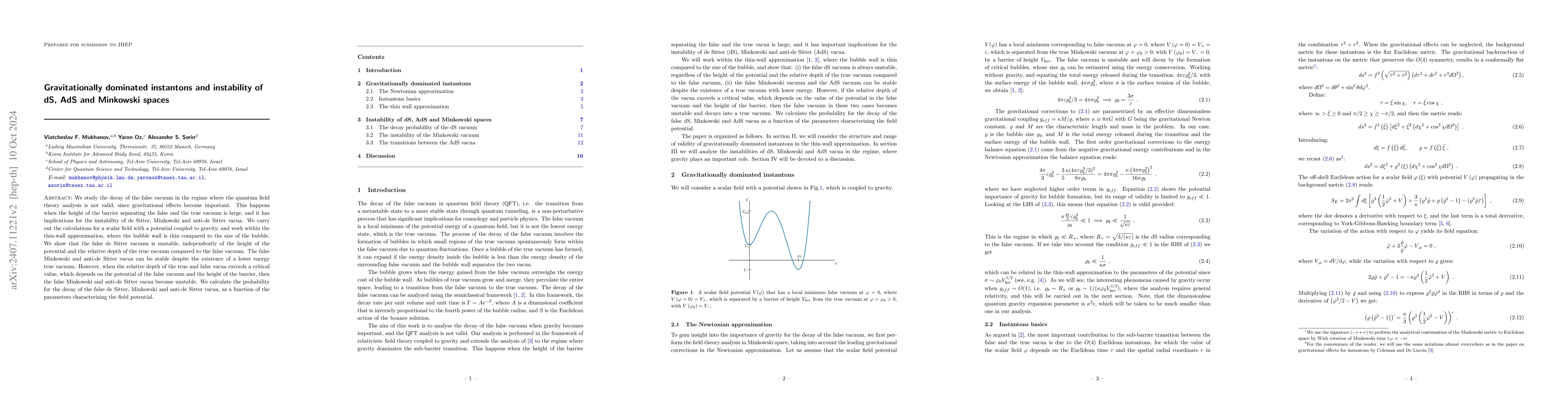 Thumbnail for Gravitationally dominated instantons and instability of dS, AdS and
  Minkowski spaces