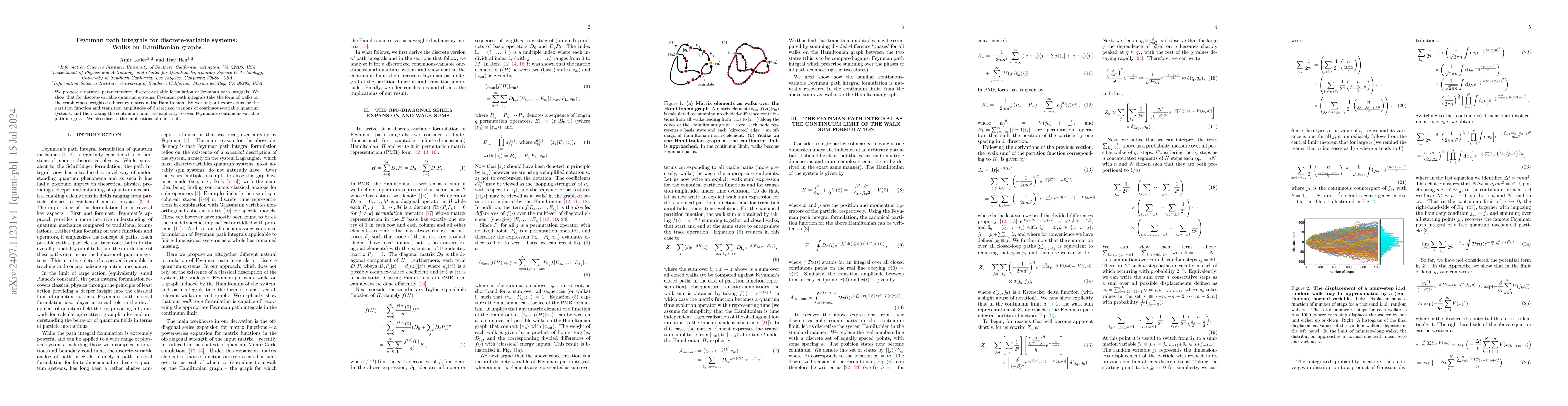 Thumbnail for Feynman path integrals for discrete-variable systems: Walks on
  Hamiltonian graphs