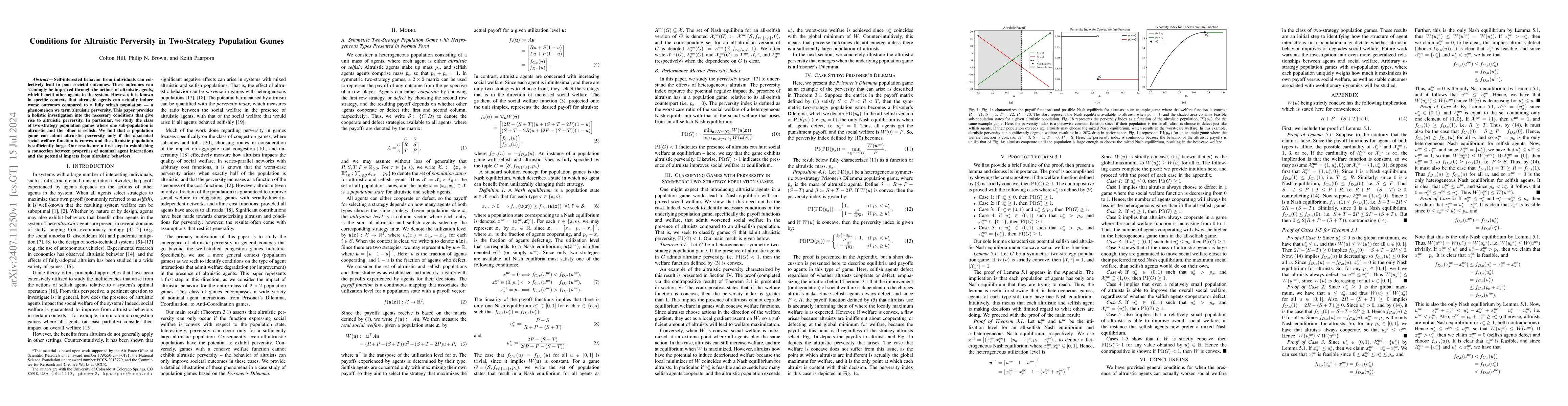 Thumbnail for Conditions for Altruistic Perversity in Two-Strategy Population Games
