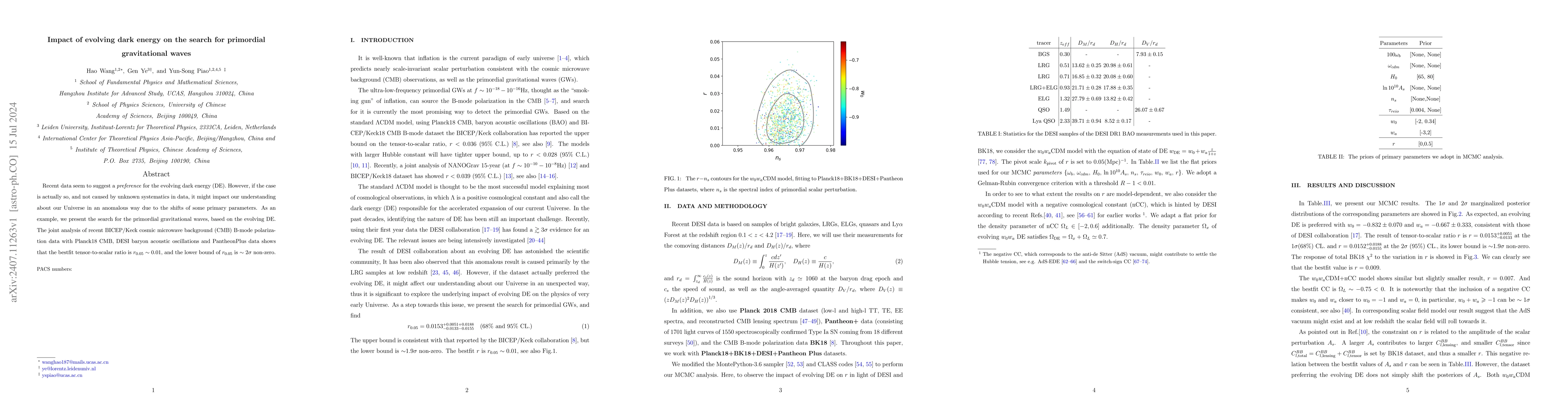 Thumbnail for Impact of evolving dark energy on the search for primordial
  gravitational waves