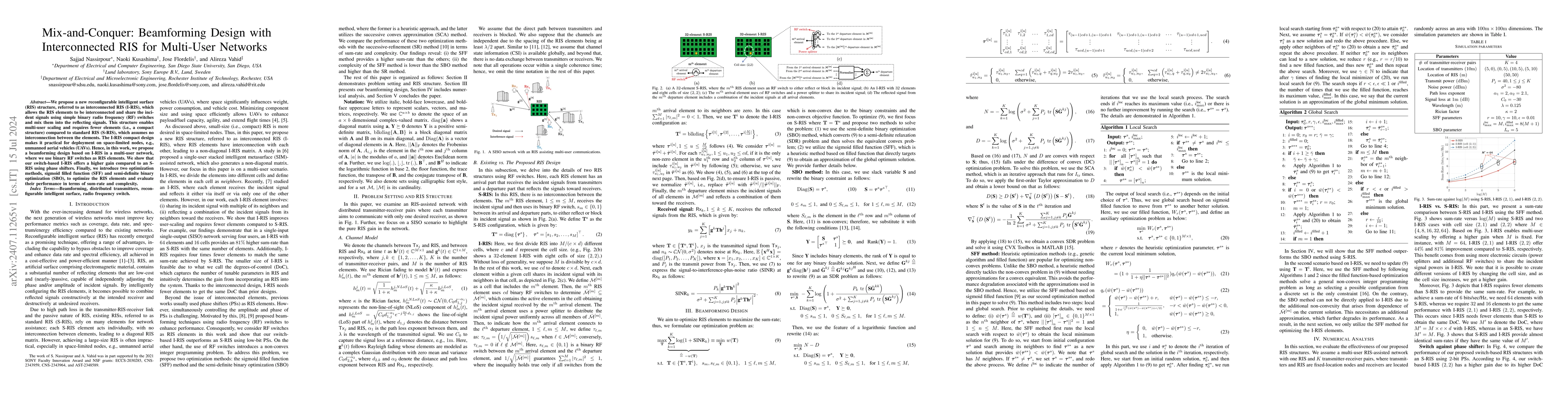 Thumbnail for Mix-and-Conquer: Beamforming Design with Interconnected RIS for
  Multi-User Networks