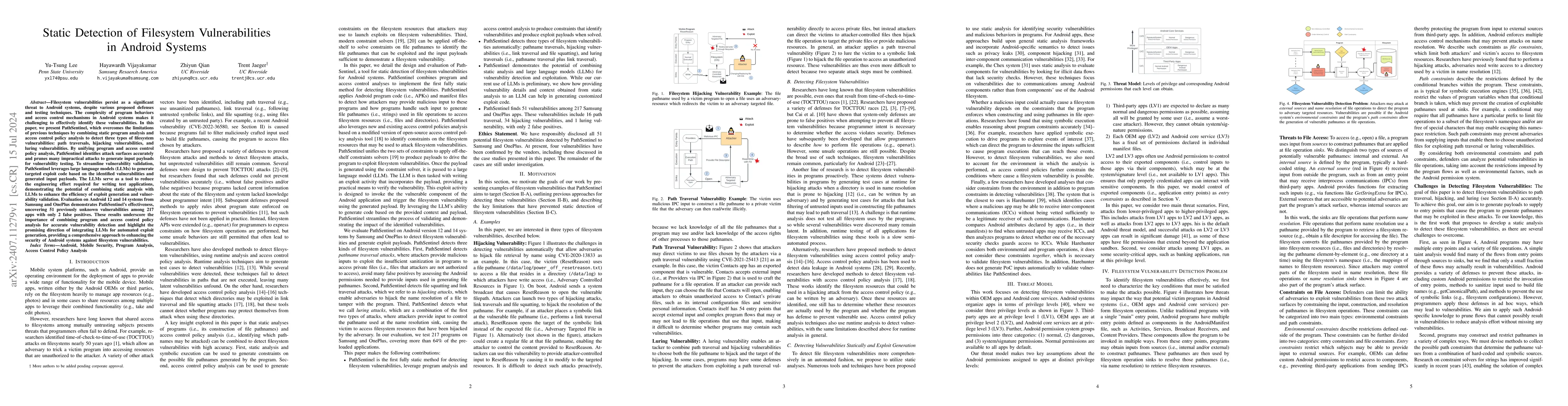 Thumbnail for Static Detection of Filesystem Vulnerabilities in Android Systems