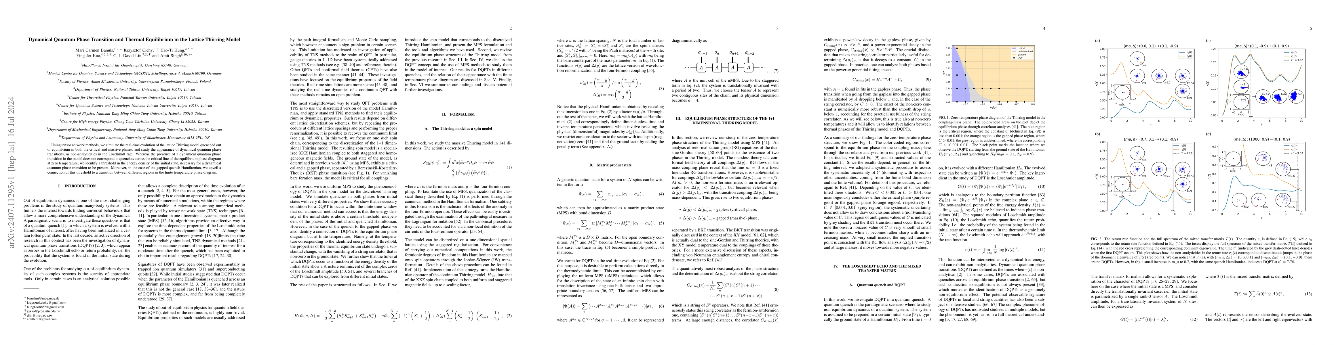 Thumbnail for Dynamical Quantum Phase Transition and Thermal Equilibrium in the
  Lattice Thirring Model
